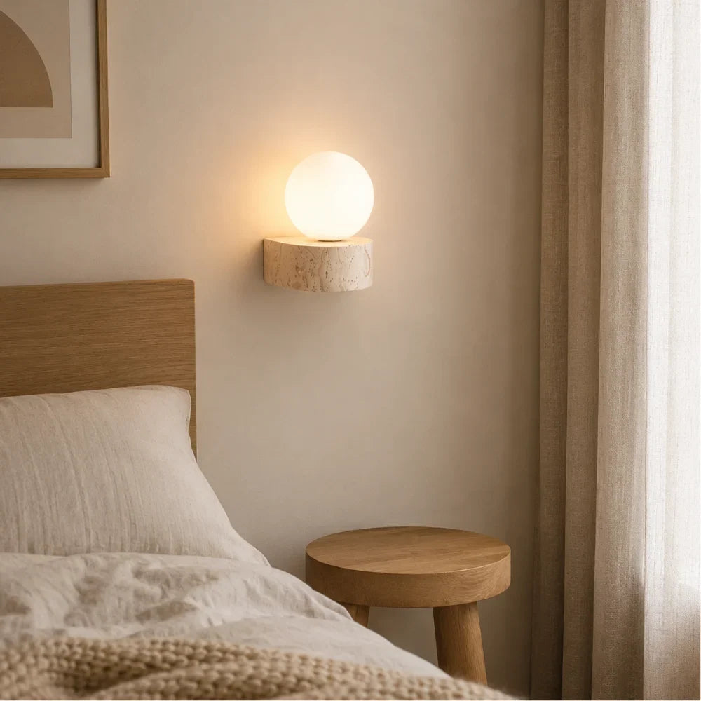 Kael Travertine & Glass Wall Light