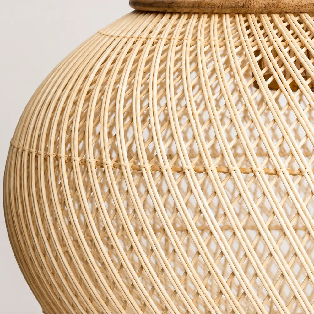 Kaia Rattan & Wood Pendant Light