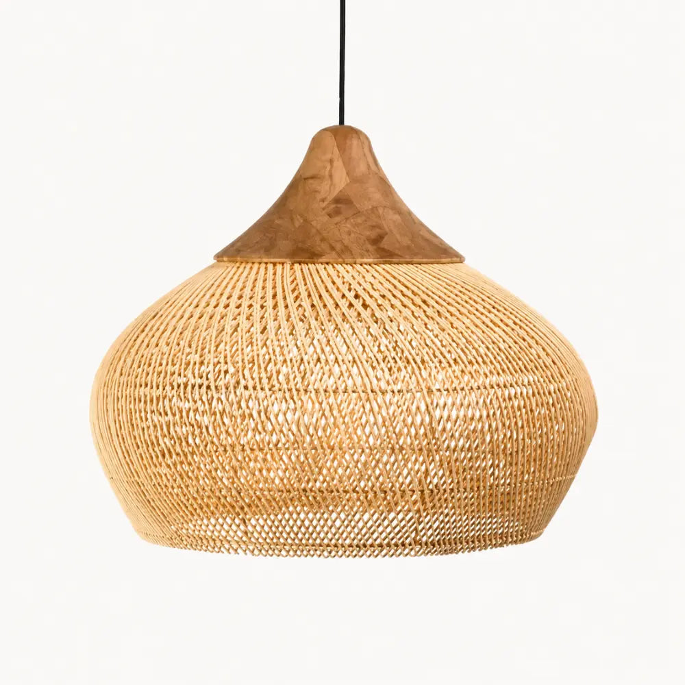 Kaia Rattan & Wood Pendant Light