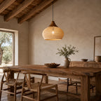 Kaia Rattan & Wood Pendant Light