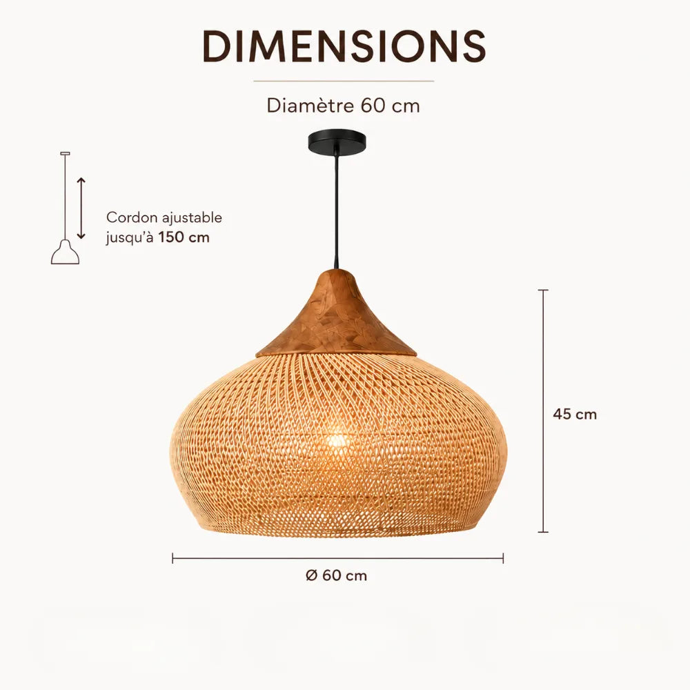 Kaia Rattan & Wood Pendant Light
