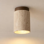 Kara Travertine & Wood Ceiling Light