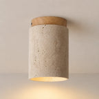 Kara Travertine & Wood Ceiling Light