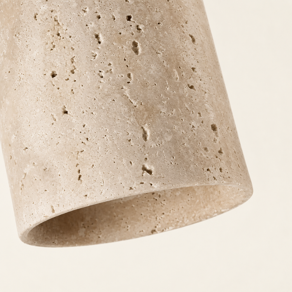 Kara Travertine & Wood Ceiling Light