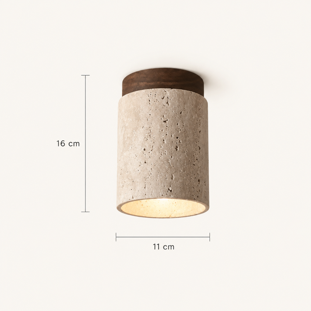 Kara Travertine & Wood Ceiling Light