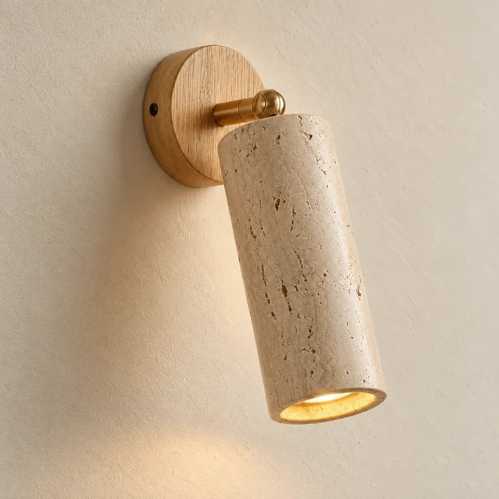 Kiva Travertine & Wood Wall Light
