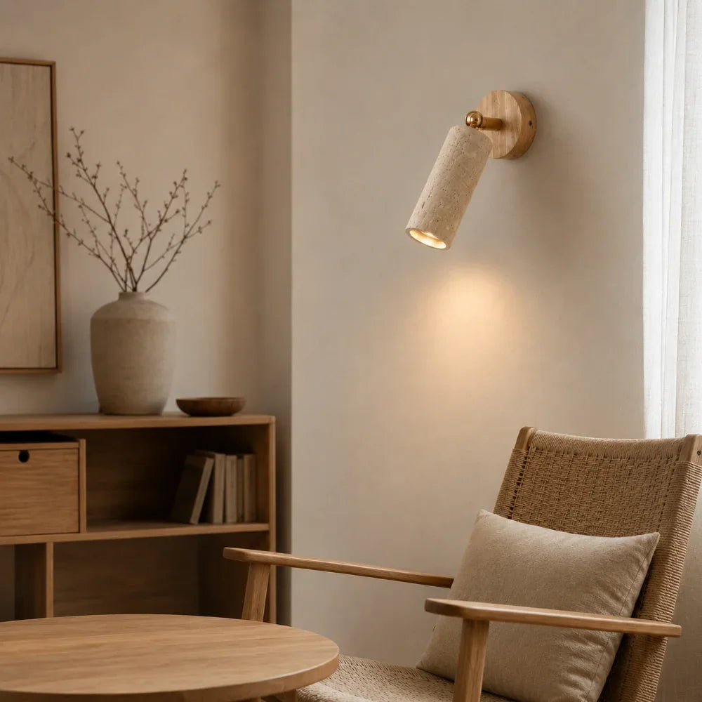 Kiva Travertine & Wood Wall Light