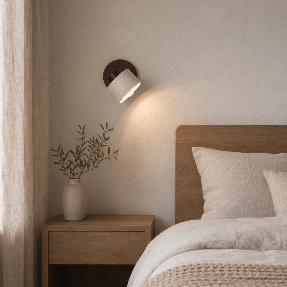 Kiven Travertine & Wood Wall Light