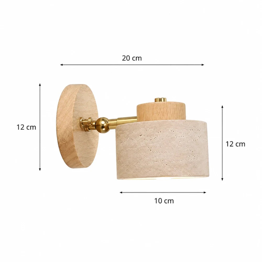 Kiven Travertine & Wood Wall Light