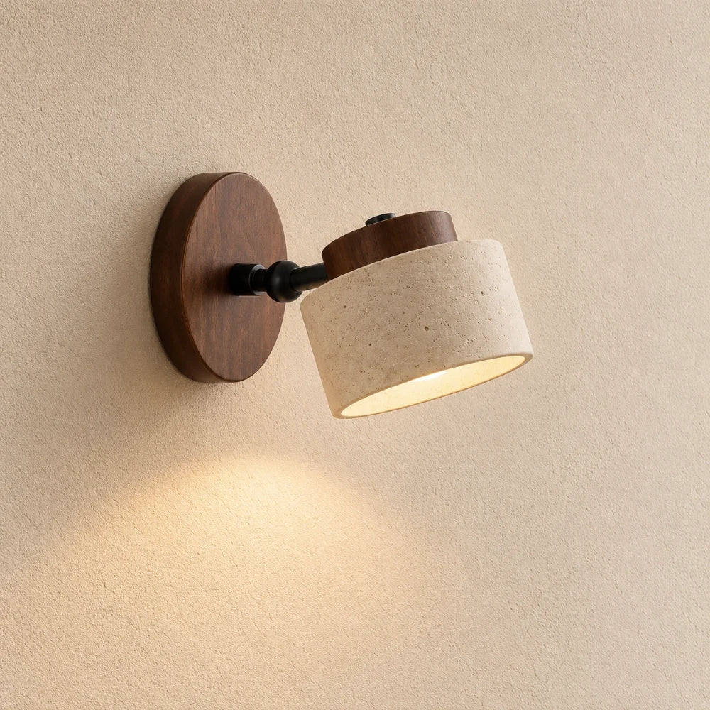 Kiven Travertine & Wood Wall Light