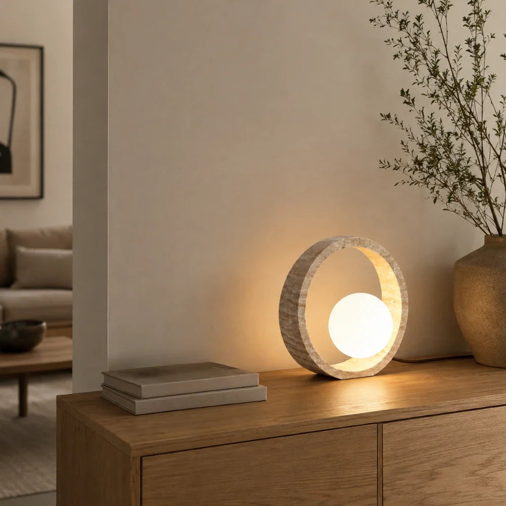 Oria Travertine Table Lamp