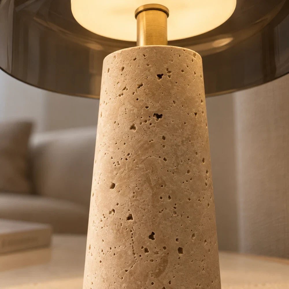 Sélia Travertine & Glass Table Lamp