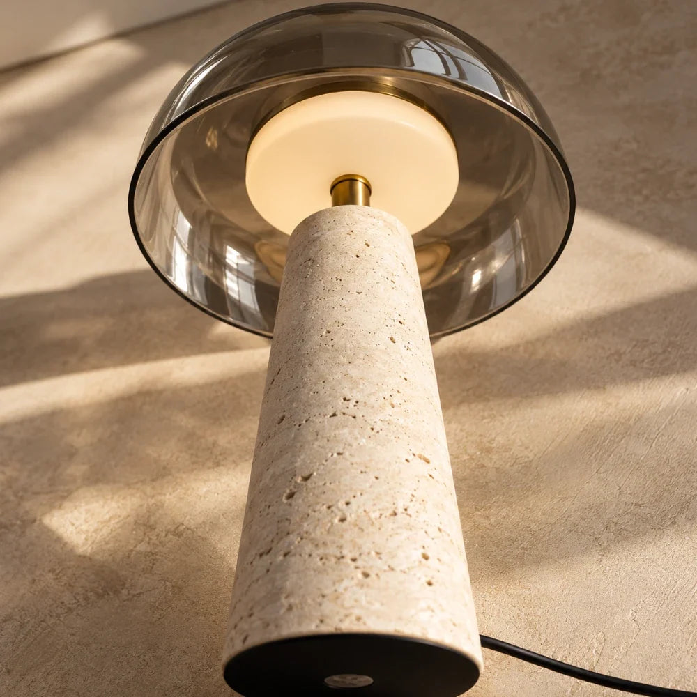 Sélia Travertine & Glass Table Lamp