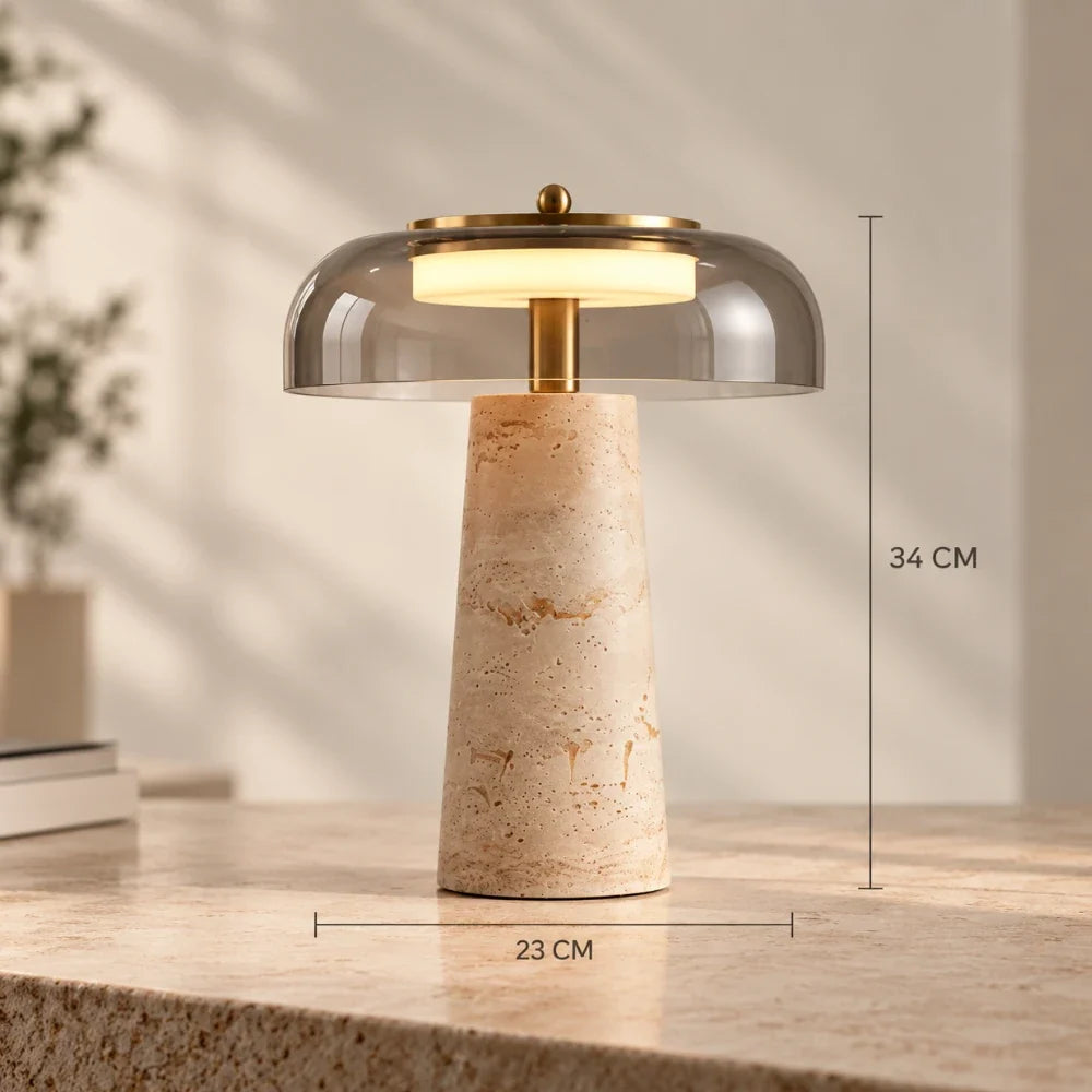 Sélia Travertine & Glass Table Lamp