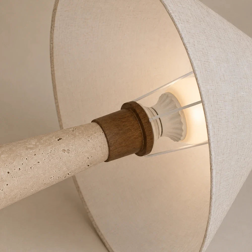 Sila Travertine & Fabric Table Lamp