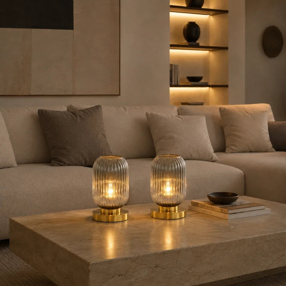 Yrsa Glass & Brass Table Lamp