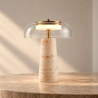 Sélia Travertine & Glass Table Lamp