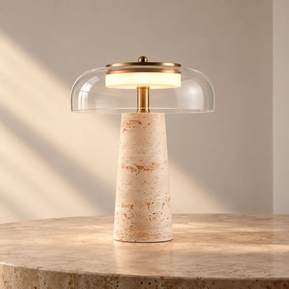 Sélia Travertine & Glass Table Lamp