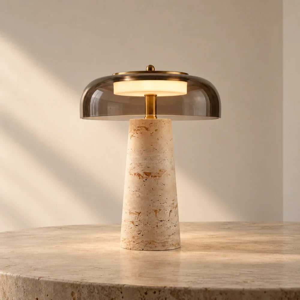Sélia Travertine & Glass Table Lamp