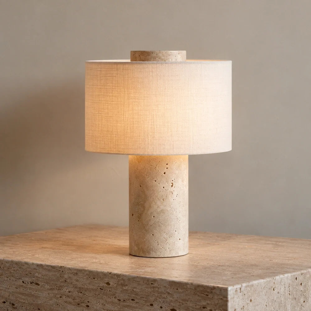 Alba Travertine & Fabric Table Lamp