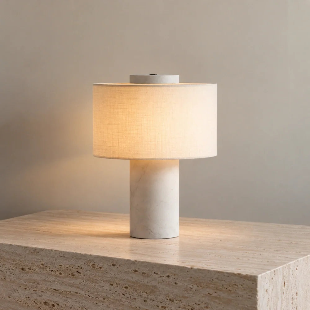 Alba Travertine & Fabric Table Lamp