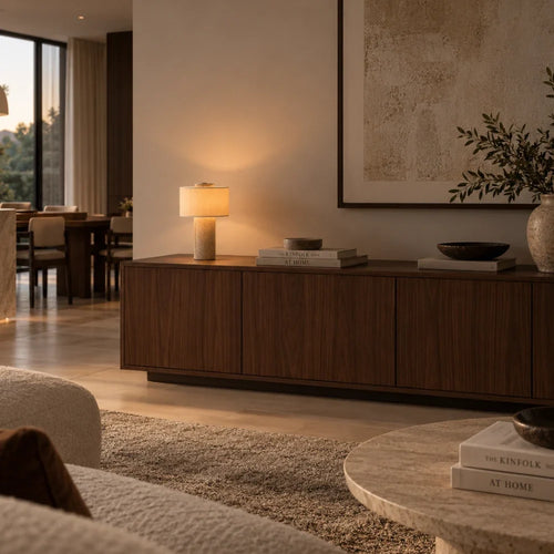 Alba Travertine & Fabric Table Lamp