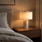 Alba Travertine & Fabric Table Lamp