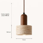 Løvik Travertine & Wood Pendant Light