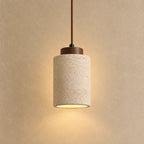 Lumi Travertine & Wood Pendant Light