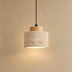 Lumi Travertine & Wood Pendant Light