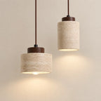 Lumi Travertine & Wood Pendant Light