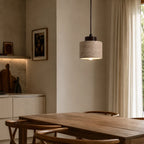 Lumi Travertine & Wood Pendant Light