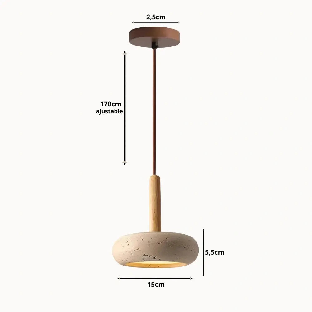 Elys Scandinavian Travertine & Wood Pendant Light
