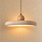 Lyng Scandinavian Travertine & Wood Pendant Light