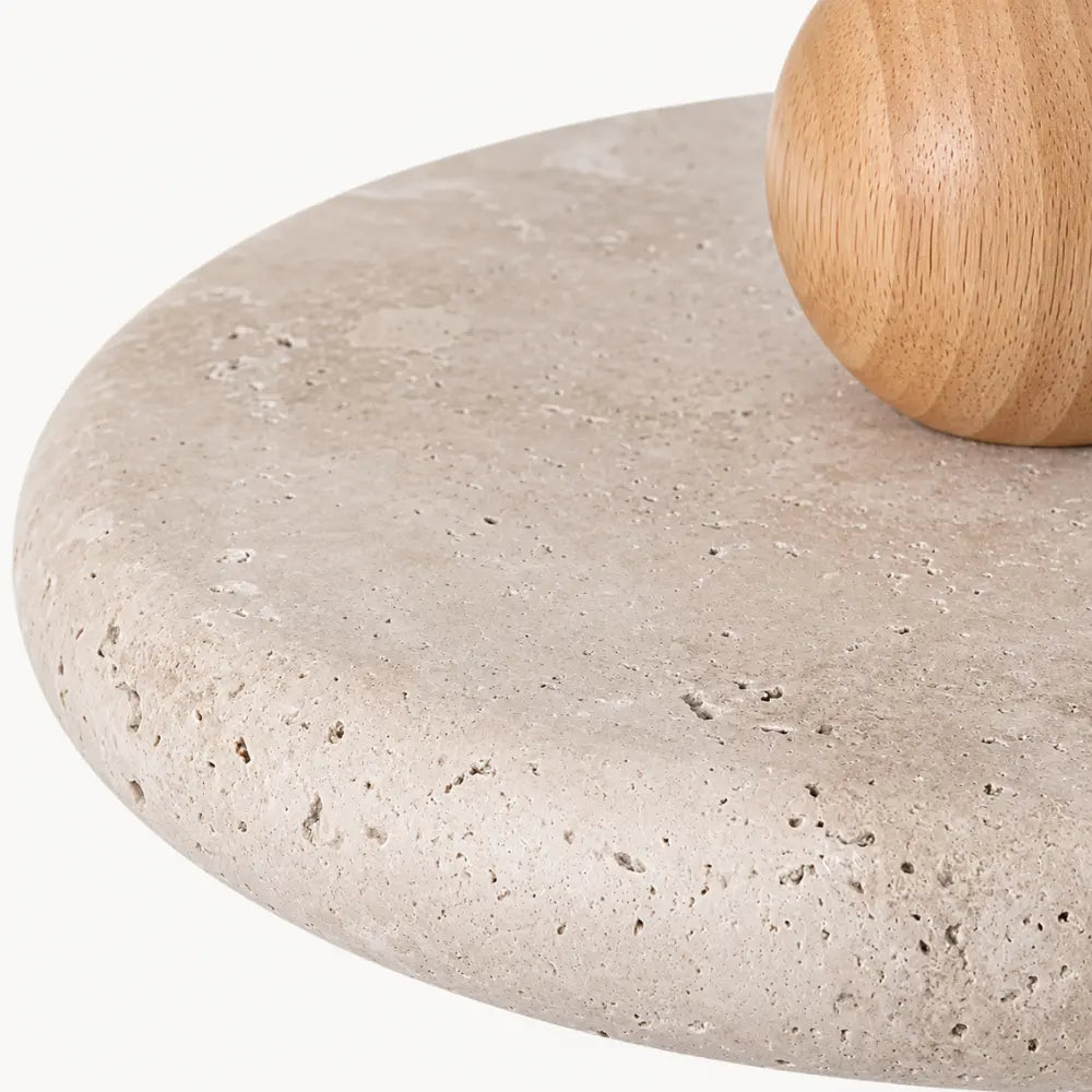 Lyng Scandinavian Travertine & Wood Pendant Light