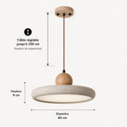 Lyng Scandinavian Travertine & Wood Pendant Light