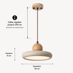 Lyng Scandinavian Travertine & Wood Pendant Light