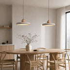 Lyng Scandinavian Travertine & Wood Pendant Light