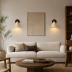 Lyra Travertine & Wood Wall Light