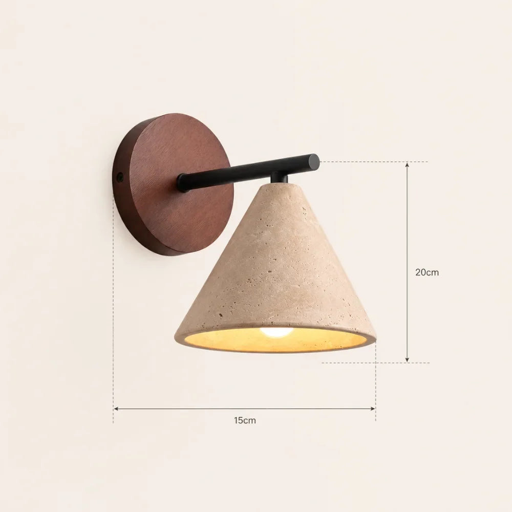 Lyra Travertine & Wood Wall Light