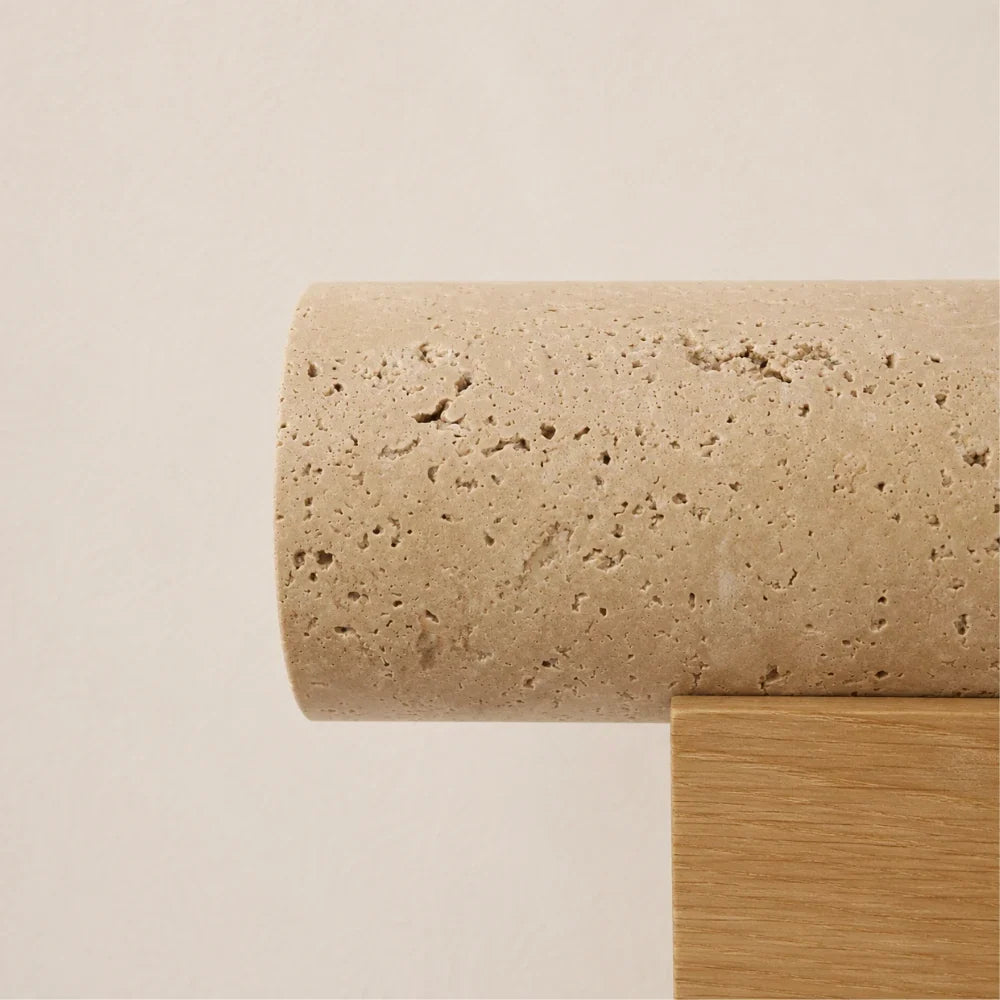 Mysen Travertine & Wood Wall Light