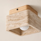Nidar Travertine & Wood Ceiling Light