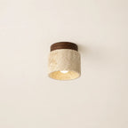 Noor Travertine & Wood Ceiling Light