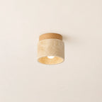 Noor Travertine & Wood Ceiling Light