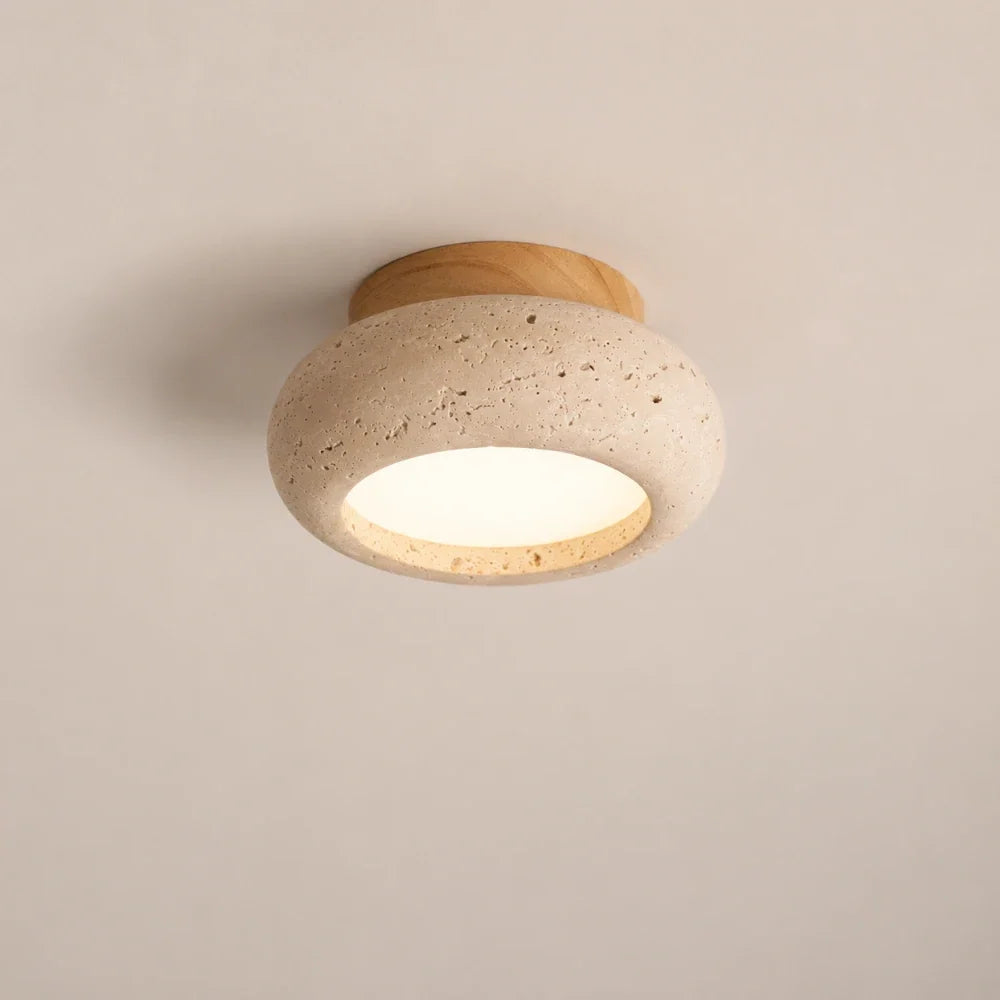 Norden Travertine & Wood Ceiling Light