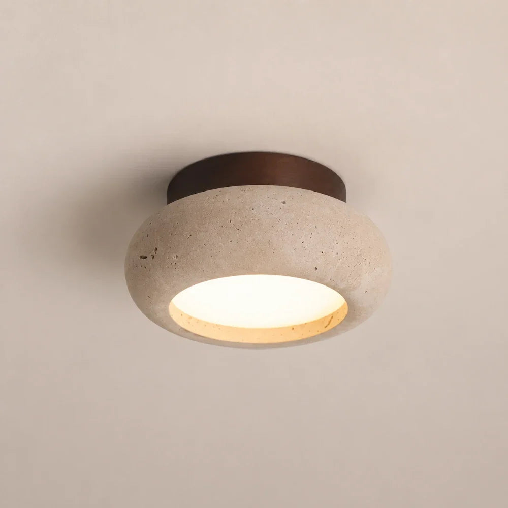 Norden Travertine & Wood Ceiling Light