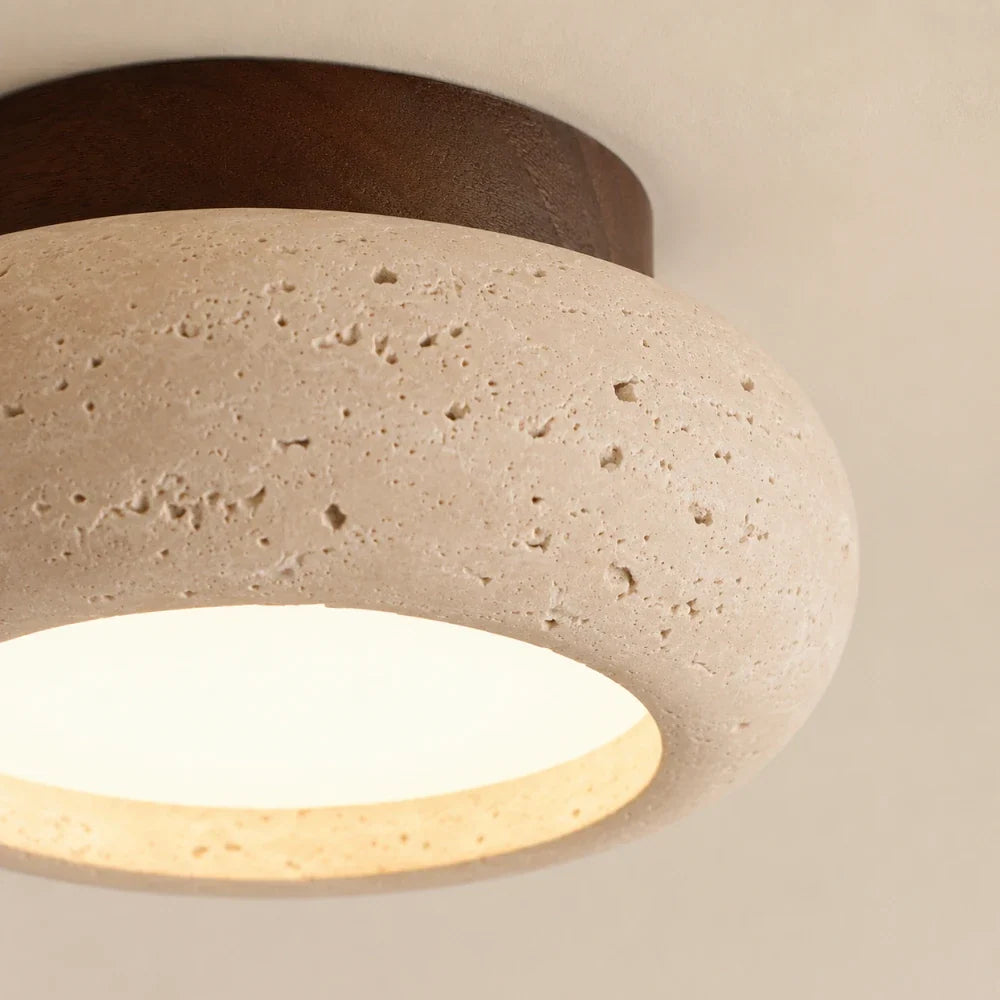 Norden Travertine & Wood Ceiling Light