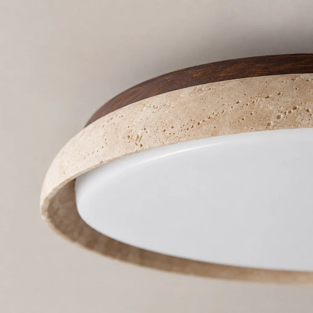 Kairo Travertine & Wood Ceiling Light