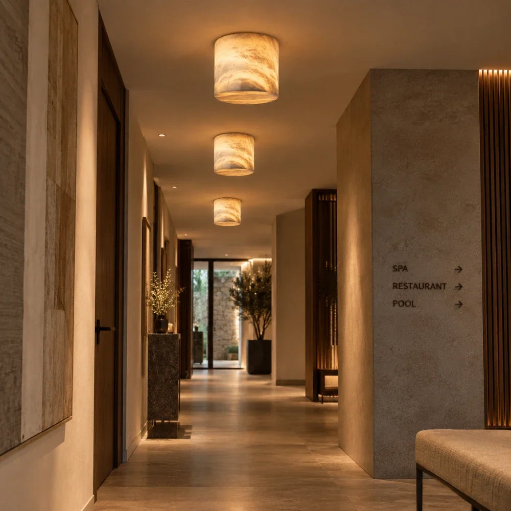 Soft glow through the veined stone