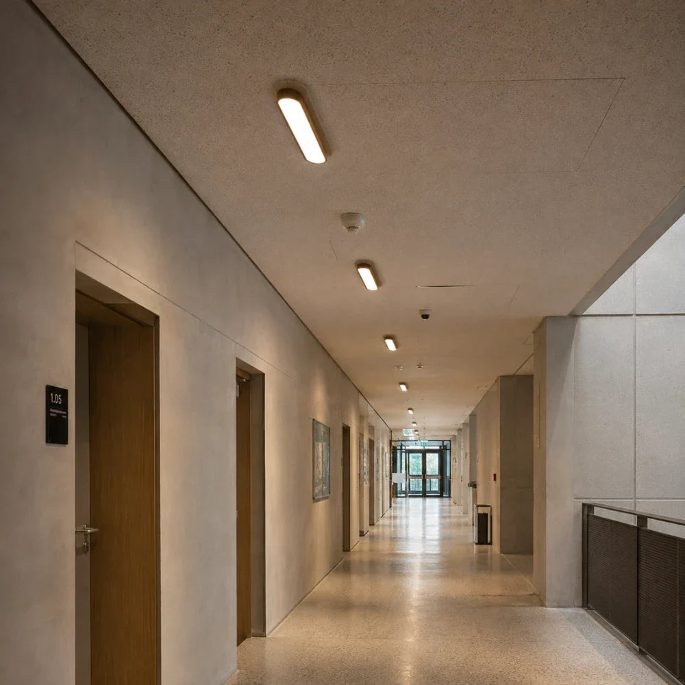 Soraï LED Travertine & Wood Ceiling Light